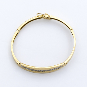 Bracelet jonc articulé en or jaune et diamants