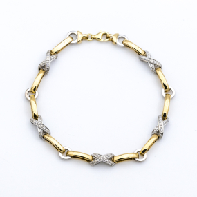 Bracelet motif liens en or jaune et diamants