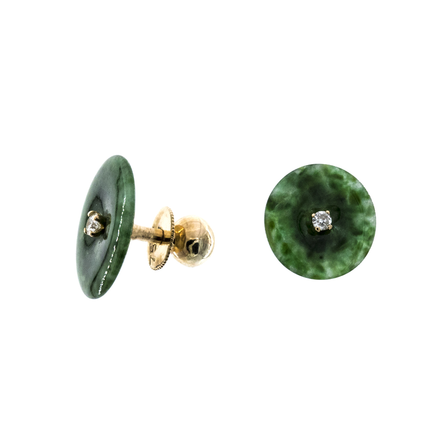 Boucles d’oreilles rondes en jade et diamants
