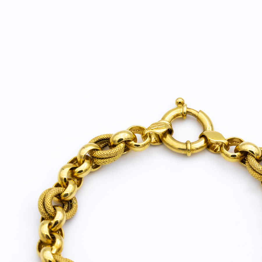 Bracelet gourmette mailles rondes en or jaune