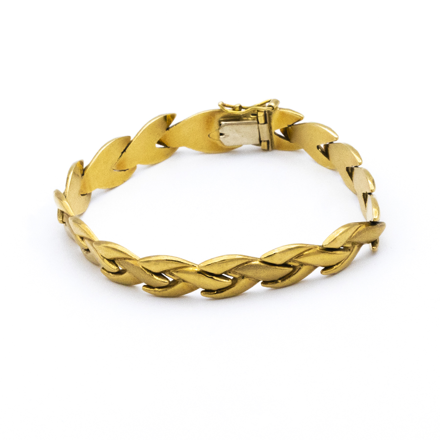 Bracelet plat articulé en or jaune
